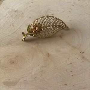 B.S.K vintage leaf brooch